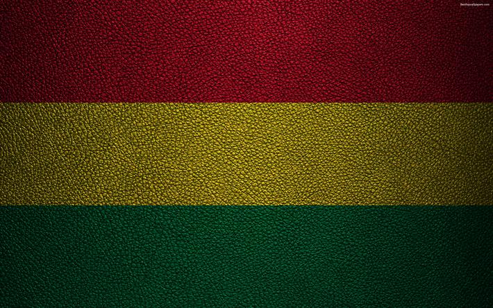 La bandera de Bolivia, 4K, textura de cuero, Boliviano bandera, Am&#233;rica del Sur, Bolivia