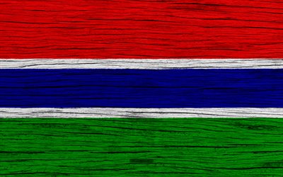 Flag of Gambia, 4k, Africa, wooden texture, Gambian flag, national symbols, Gambia flag, art, Gambia