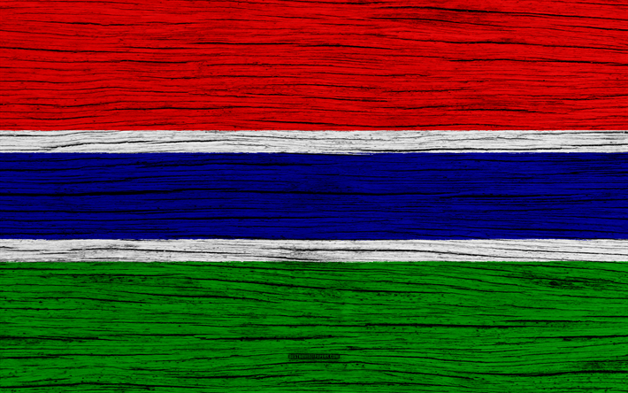 Flaggan i Gambia, 4k, Afrika, tr&#228;-struktur, Gambias flagga, nationella symboler, konst, Gambia
