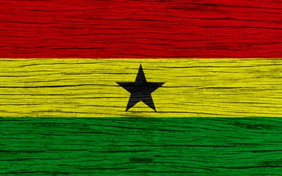 Flag of Ghana, 4k, Africa, wooden texture, Ghanaian flag, national symbols, Ghana flag, art, Ghana