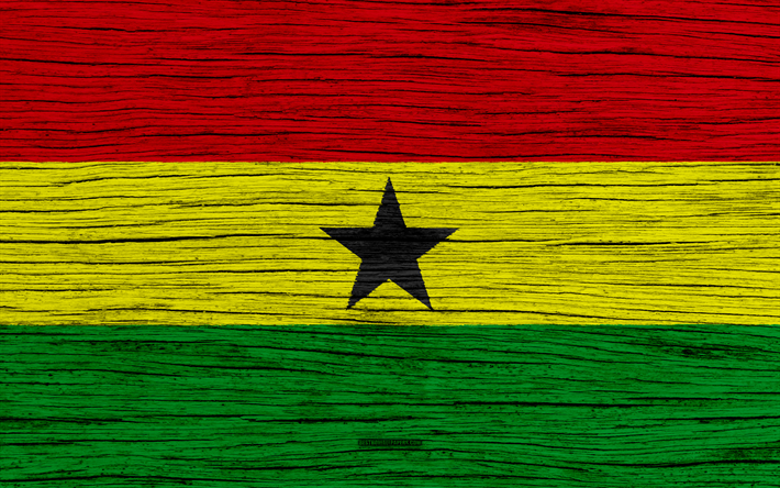 旗のガーナ, 4k, アフリカ, 木肌, ガーナのフラグ, 国立記号, ガーナフラグ, 美術, ガーナ