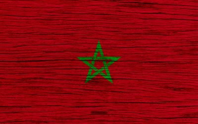 Flag of Morocco, 4k, Africa, wooden texture, Moroccan flag, national symbols, Morocco flag, art, Morocco