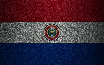 Flag of Paraguay, 4k, leather texture, Paraguayan flag, South America, Paraguay
