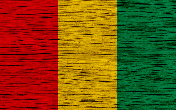 علم غينيا, 4k, أفريقيا, نسيج خشبي, الغيني العلم, الرموز الوطنية, غينيا العلم, الفن, غينيا