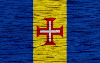 Flag of Madeira, 4k, Africa, wooden texture, Portuguese archipelago, national symbols, Madeira flag, art, Madeira