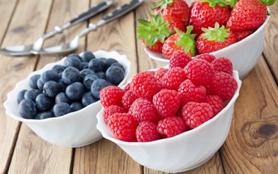 frambuesas, fresas, ar&#225;ndanos, bayas, comida saludable