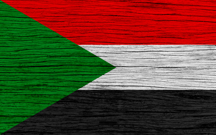 Sudan bayrağı, 4k, Afrika, ahşap doku, Sudanlı bayrak, ulusal semboller, sanat, Sudan