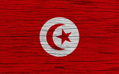 Drapeau de la Tunisie, 4k, en Afrique, en bois, texture, pavillon Tunisien, symbole national, le drapeau de la Tunisie, de l'art, Tunisie