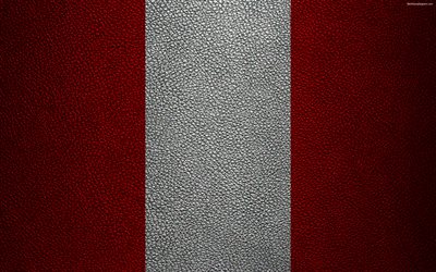 Flag of Peru, 4k, leather texture, Peruvian flag, South America, Peru