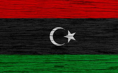 Flag of Libya, 4k, Africa, wooden texture, Libyan flag, national symbols, Libya flag, art, Libya