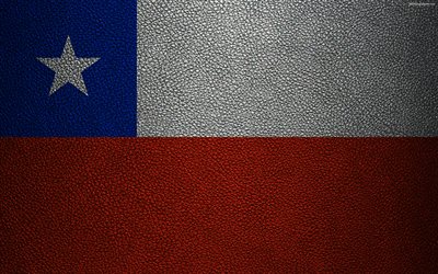Flag of Chile, 4k, leather texture, Chilean flag, South America, Chile