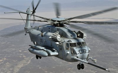 Sikorsky CH-53E Super Stallion, heavy military helicopter, US Navy, export version, Sikorsky S-80, 4k
