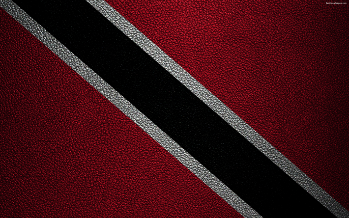 Bandeira de d&#243;lares de Trinidad e de Tobago, 4k, textura de couro, Trindade bandeira, Am&#233;rica Do Sul, Trinidad e Tobago