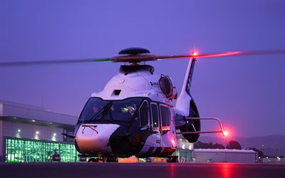 Airbus H160, night, aerodrome, passenger helicopters, winter, H160, civil aviation, Airbus
