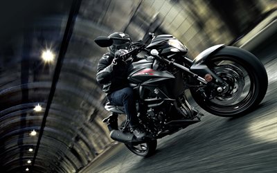 سوزوكي GSX-S750, 4k, 2018 الدراجات, راكب الدراجة النارية, superbikes, جديد GSX-S750, سوزوكي