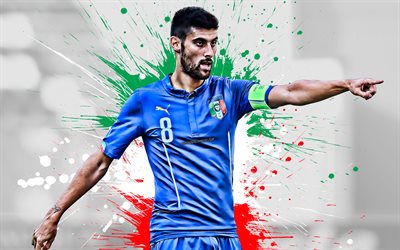 İtalya Marco Benassi, İtalya Milli Futbol Takımı orta saha, yaratıcı bayrağı, yaratıcı sanat, İtalya, futbol, grunge, İtalyan futbolcu, Benassi
