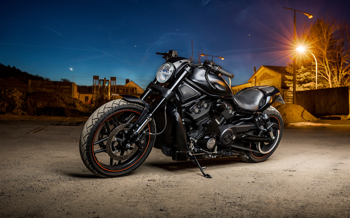 Harley Davidson, luxe, noir, moto, chopper, american motos