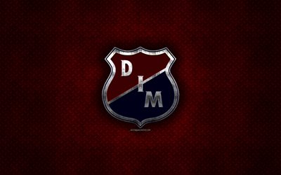 Deportivo Independiente Medellin, Colombianska football club, r&#246;d metall textur, metall-logotyp, emblem, Medellin, Colombia, Liga Aguila, kreativ konst, fotboll