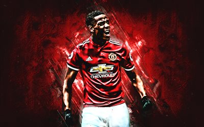 Anthony Martial, red stone, Manchester United FC, Premier League, Anthony Jordan Martial, french footballers, grunge, soccer, football, Man United