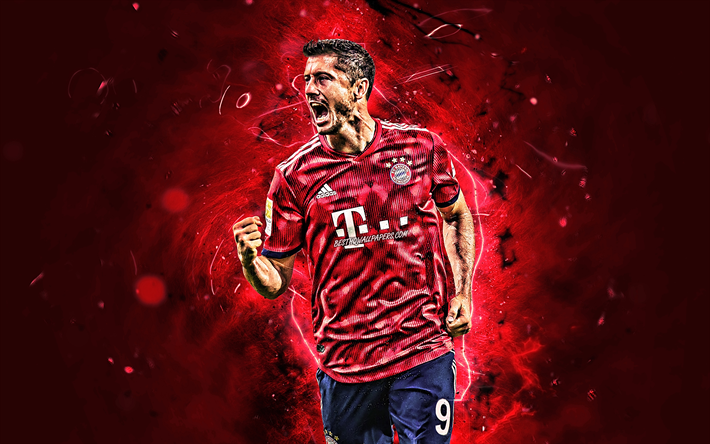 Robert Lewandowski, il Bayern Monaco, obiettivo, polacco calciatori, Germania, calcio, Lewandowski, Bundesliga, luci al neon, close-up