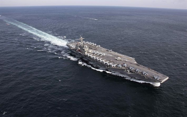 USS Abraham Lincoln, CVN-72, American nuclear aircraft carrier, Nimitz-class, aircraft carrier, US Navy, ocean, warships