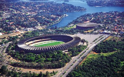 Mineirao Stadium, 4k, aerial view, soccer, Cruzeiro Stadium, Belo Horizonte, football stadium, Brazil, Mineirao, brazilian stadiums