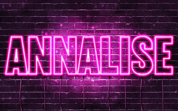 Annalise, 4k, wallpapers with names, female names, Annalise name, purple neon lights, horizontal text, picture with Annalise name