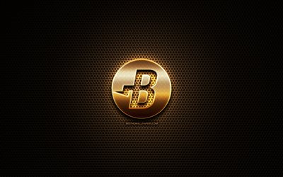 Burstcoin glitter logo, cryptocurrency, grid metal background, Burstcoin, creative, cryptocurrency signs, Burstcoin logo