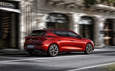 2020, Seat Leon, exterior, rear view, red hatchback, new red Leon, spanish cars, Seat