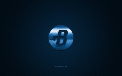 Burstcoin logo, metal emblem, blue carbon texture, cryptocurrency, Burstcoin, finance concepts