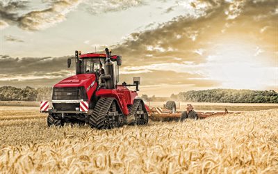 Case IH Quadtrac 620, tractor Agrícola, la cosecha de conceptos, tractor en las pistas, campo de trigo, modernos tractores, Caso