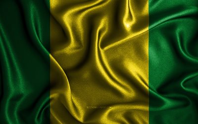 Drapeau El Oro, 4k, drapeaux ondul&#233;s en soie, provinces &#233;quatoriennes, Journ&#233;e d’El Oro, drapeaux en tissu, drapeau d’El Oro, art 3D, El Oro, provinces de l’&#201;quateur, drapeau El Oro 3D, &#201;quateur