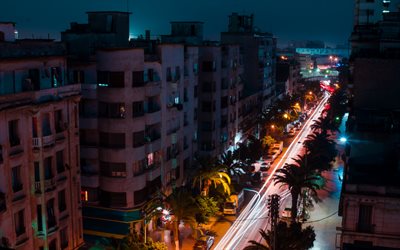 Oran, kv&#228;ll, gator, byggnader, Oran stadsbild, Algeriet, Afrika