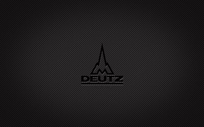 Deutz Fahr carbon logo, 4k, grunge art, carbon background, creative, Deutz Fahr black logo, brands, Deutz Fahr logo, Deutz Fahr