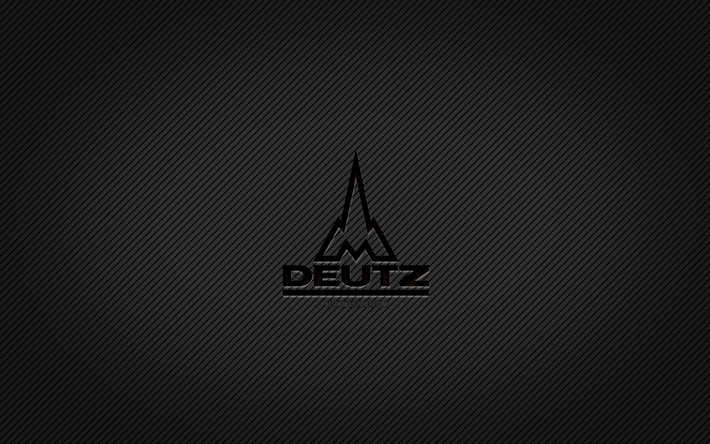 Logo carbone Deutz Fahr, 4k, art grunge, fond carbone, cr&#233;atif, logo noir Deutz Fahr, marques, logo Deutz Fahr, Deutz Fahr