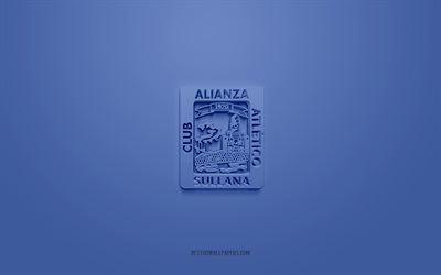 Alianza Atletico, creative 3D logo, blue background, Peruvian Primera Division, 3d emblem, Peruvian football club, Sullana, Peru, 3d art, Liga 1, football, Alianza Atletico 3d logo