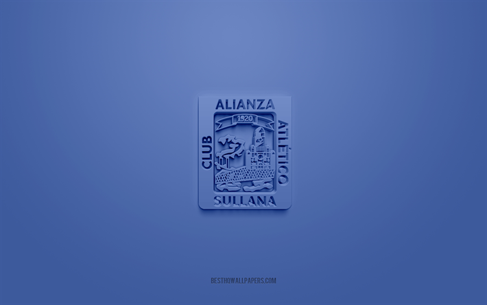 Alianza Atletico, logo creativo 3D, sfondo blu, Primera Division peruviana, emblema 3d, squadra di calcio peruviana, Sullana, Per&#249;, arte 3d, Liga 1, calcio, Logo Alianza Atletico 3d