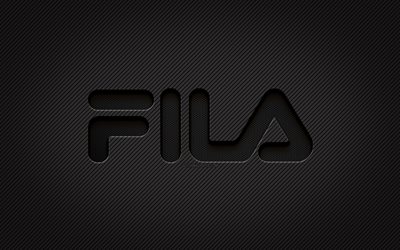 Logo Fila in carbonio, 4k, grunge art, sfondo in carbonio, creativo, logo Fila nero, marchi, logo Fila, Fila