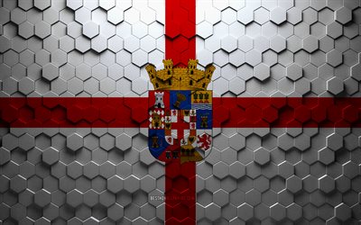Bandiera di Almeria, arte a nido d'ape, bandiera di esagoni di Almeria, Almeria, arte di esagoni 3d, bandiera di Almeria