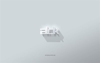 Alok logotyp, vit bakgrund, Alok 3d logotyp, 3d konst, Alok, 3d Alok emblem