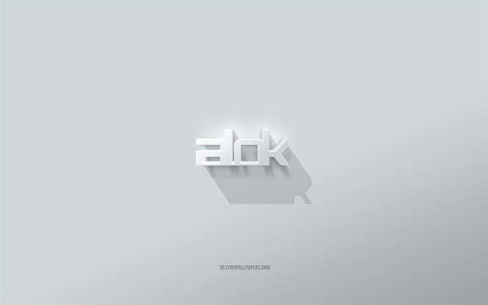 Alok logo, fundo branco, Alok logotipo 3d, Arte 3d, Alok, 3d Alok emblema