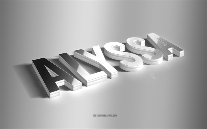 أليسا, فن 3d الفضة, خلفية رمادية, خلفيات بأسماء, اسم أليسا, بطاقة معايدة أليسا, فن ثلاثي الأبعاد, صورة باسم أليسا