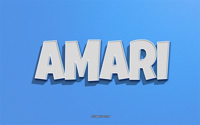 Amari, bl&#229; linjer bakgrund, tapeter med namn, Amari namn, mansnamn, Amari gratulationskort, streckteckning, bild med Amari namn