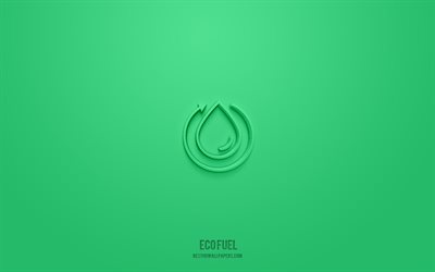 Eco fuel 3d ikon, gr&#246;n bakgrund, 3d symboler, Eco fuel, ekologi ikoner, 3d ikoner, Eco fuel skylt, ekologi 3d ikoner