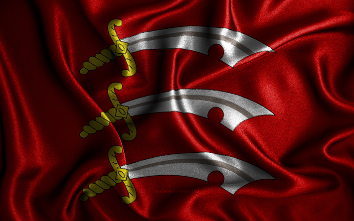 Essex flag, 4k, silk wavy flags, english counties, Flag of Essex, fabric flags, 3D art, Essex, Europe, Counties of England, Essex 3D flag, England