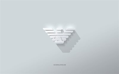 Armani logotyp, vit bakgrund, Armani 3d logotyp, 3d konst, Armani, 3d Armani emblem