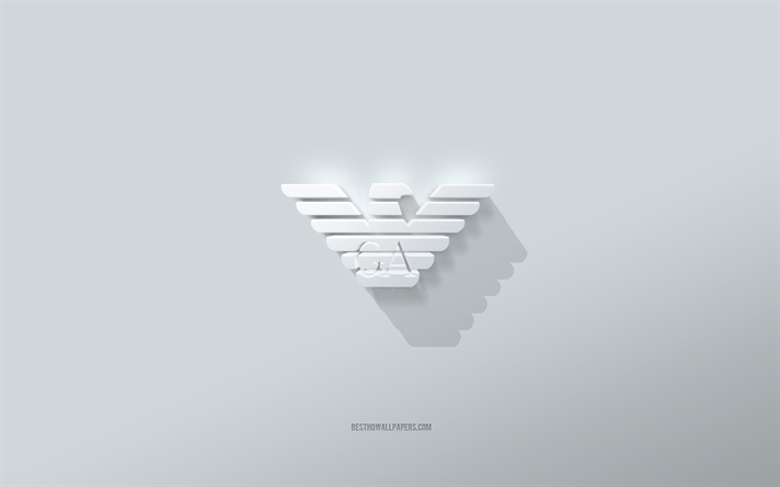 Logo Armani, fond blanc, logo Armani 3d, art 3d, Armani, embl&#232;me Armani 3d