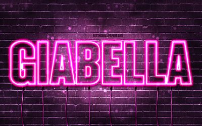 Giabella, 4k, tapeter med namn, kvinnonamn, Giabella namn, lila neonljus, Giabella Birthday, Grattis p&#229; f&#246;delsedagen Giabella, popul&#228;ra italienska kvinnonamn, bild med Giabella namn