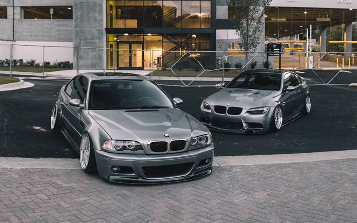 BMW M3 E46, coup&#233; grigia, BMW M3 E92, tuning M3, confronto tra E46 ed E92, auto tedesche, M3 grigia, BMW