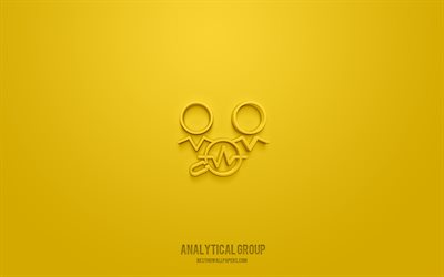 Analytical Group 3d icon, yellow background, 3d symbols, Analytical Group, business icons, 3d icons, Analytical Group sign, business 3d icons